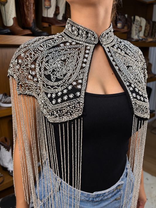 CAPA VAQUERA PLATA CON PERLAS